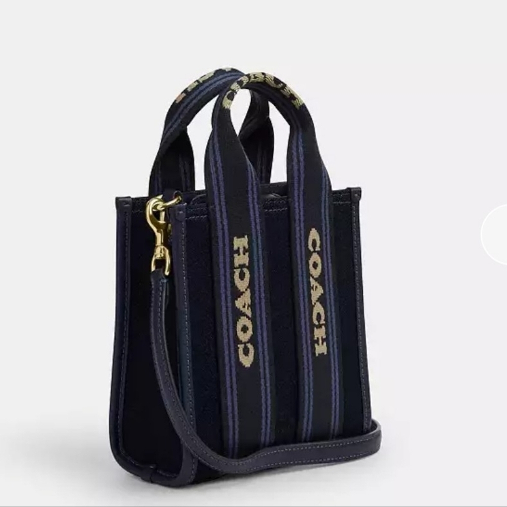 NWT Coach Smith Mini Tote Bag CCL74 Dark Denim Multi Denim and smooth leather